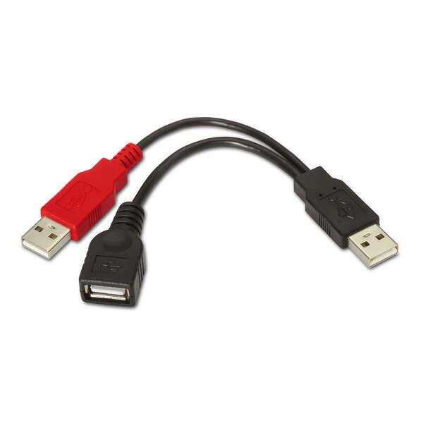 AISENS A101-0030 cavo USB 0,15 m USB 2.0 2 x USB A USB A Nero, Rosso