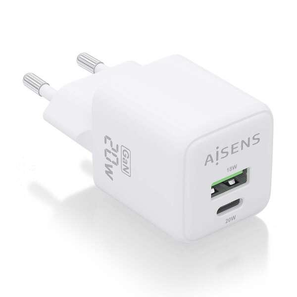 AISENS ASCH-20W2P010-W Caricabatterie per dispositivi mobili Universale Bianco AC Ricarica rapida Interno