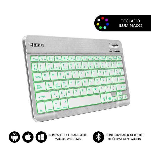 Tastiera Subblim Smart retroilluminata BT - Connettivit Bluetooth 30 - Illuminazione regolabile in 7 colori - Design sottile 6