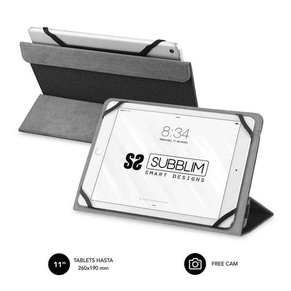 Custodia per Tablet Subblim Freecam - Design Universale fino a 11" - Sistema di Fissaggio in Silicone - Interno Morbido e Vellu