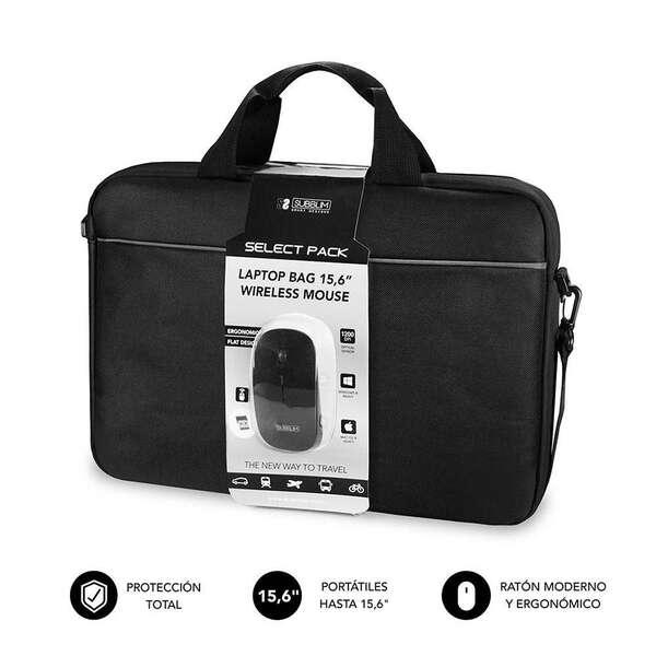 Subblim Briefcase Select Pack con mouse wireless - fino a 156 pollici - Interno imbottito e rinforzato - Scomparto separato per