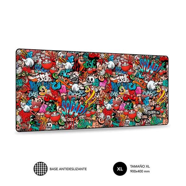 Tappetino per mouse Subblim Graffiti - Dimensioni 900x400mm - Gomma antiscivolo - Bordi cuciti - Elevata elasticit - Tecnologi