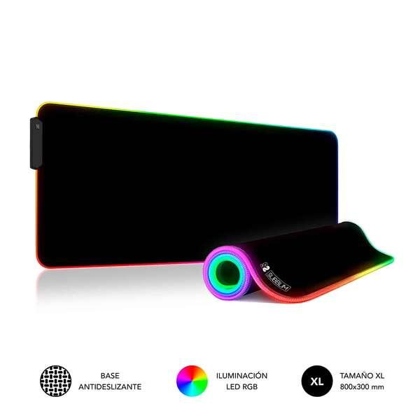 Tappetino per mouse Subblim extra large LED RGB 800x300x4mm - Spazio libero per mouse e tastiera - 9 colori e 3 effetti di luce