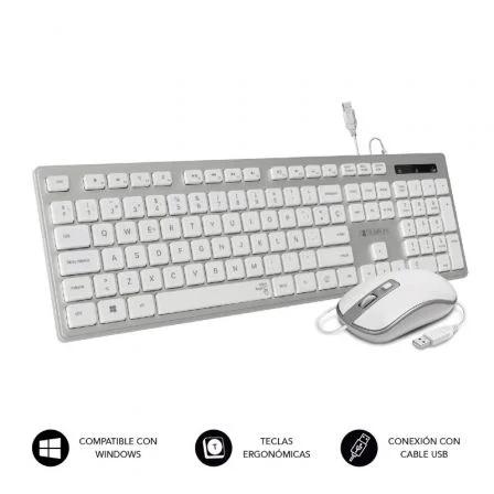 Tastiera e mouse Subblim ERGO USB - Tasti ergonomici - Design piatto e completo - Connettore USB Plug&Play - Mouse ergonomico c