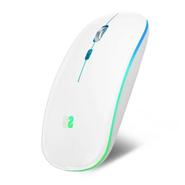 Mouse Subblim LED Dual Flat Mouse - Doppia connessione - Clic silenzioso - Illuminazione LED in 7 colori - Batteria a lunga dur