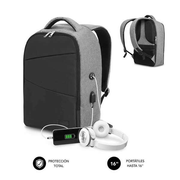 Zaino Antifurto Subblim per Portatili 15,6" - Reparto Indipendente - Spazio Imbottito - Imbottitura ad Aria - Doppia Cerniera -