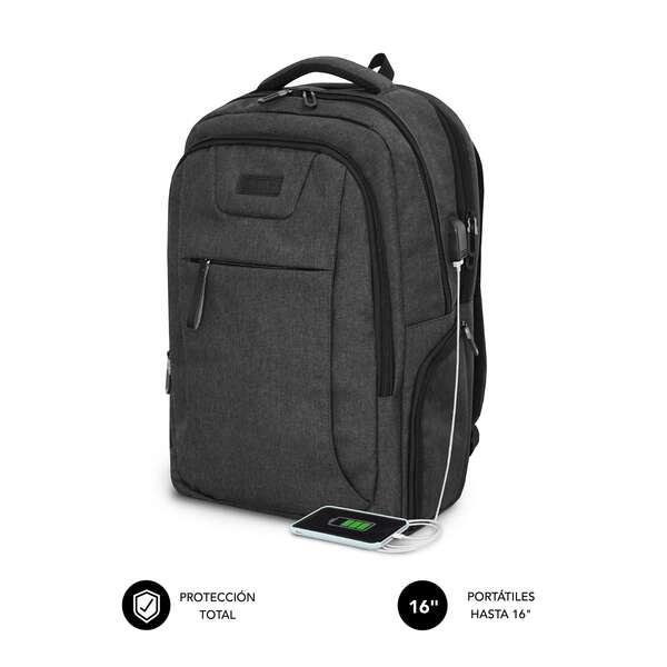 Zaino Subblim Air Imbottito per Laptop 16" - Tasche per Dipartimenti e Organizer - Resistente all'Acqua - Porta USB - Colore Ne