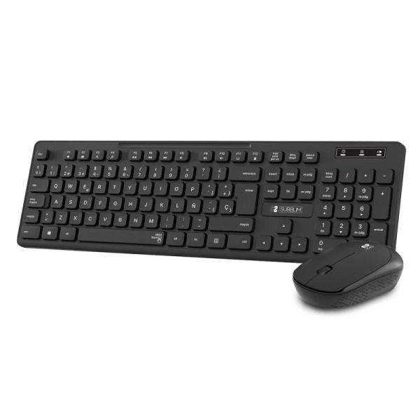 Subblim Combo Business Slim Silent Wireless 2.4G - Tastiera e mouse ergonomici - Connessione Plug & Play - Resistente agli schi
