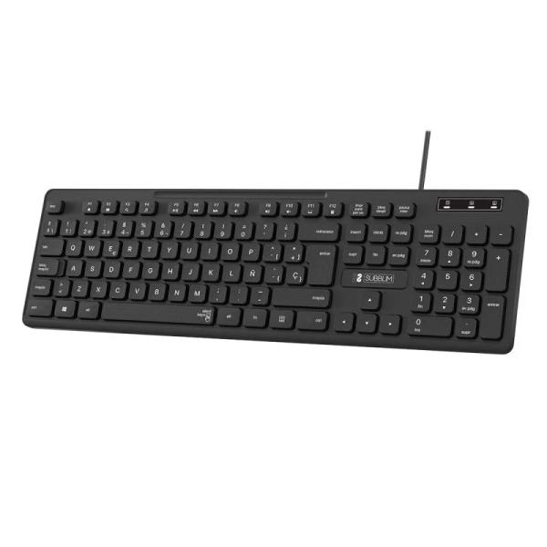 Tastiera Business Subblim Silent Slim con cavo USB - Design ergonomico e tasti piatti a basso profilo - Resistente agli schizzi
