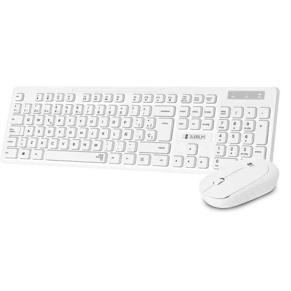 Subblim Combo Business Slim - Tastiera e Mouse Wireless - Ergonomia e Silenziosit - 2.4G - Colore Bianco