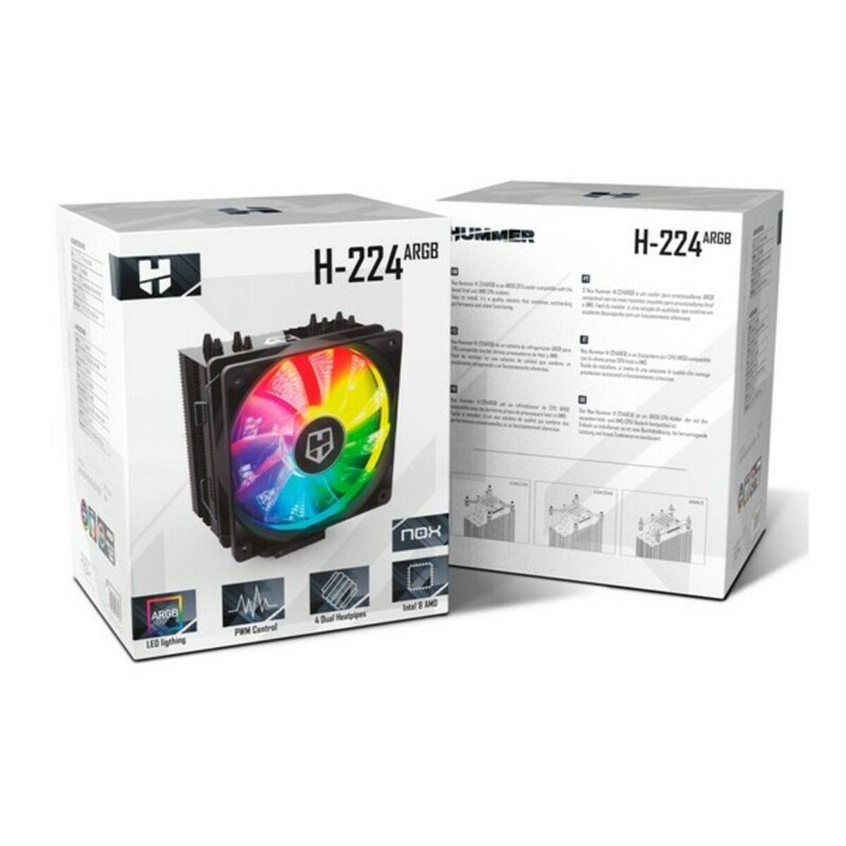NOX HUMMER H -224 VENTO CPU ARGBB con dissipatore PWM da 120 mm - illuminazione RGB - base di alluminio - 4 cuminali di rame