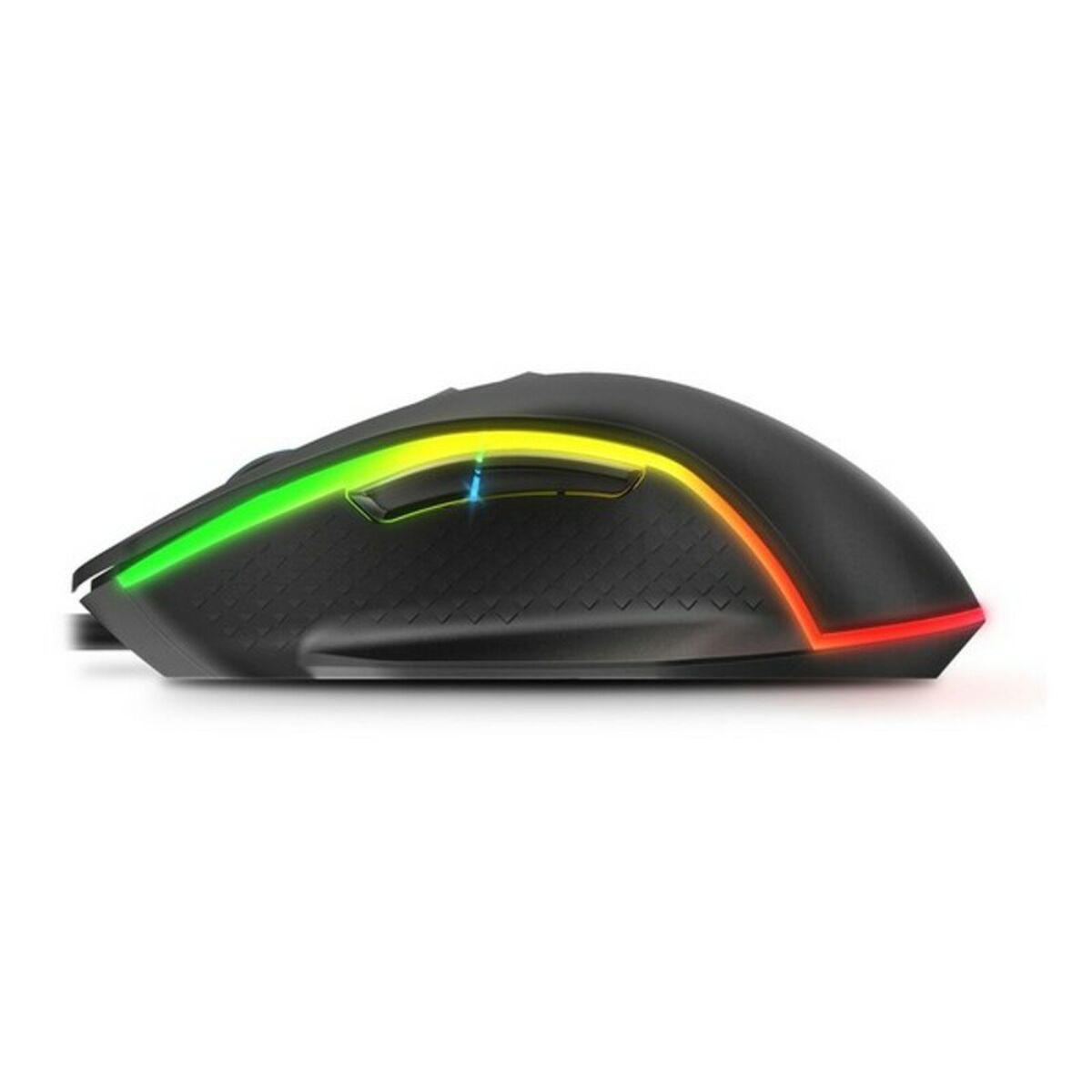 Krom Keos Mouse Gaming USB 6400DPI - 7 Pulsanti configurabili - Luce arcobaleno RGB - Uso colorato a destra - colore nero