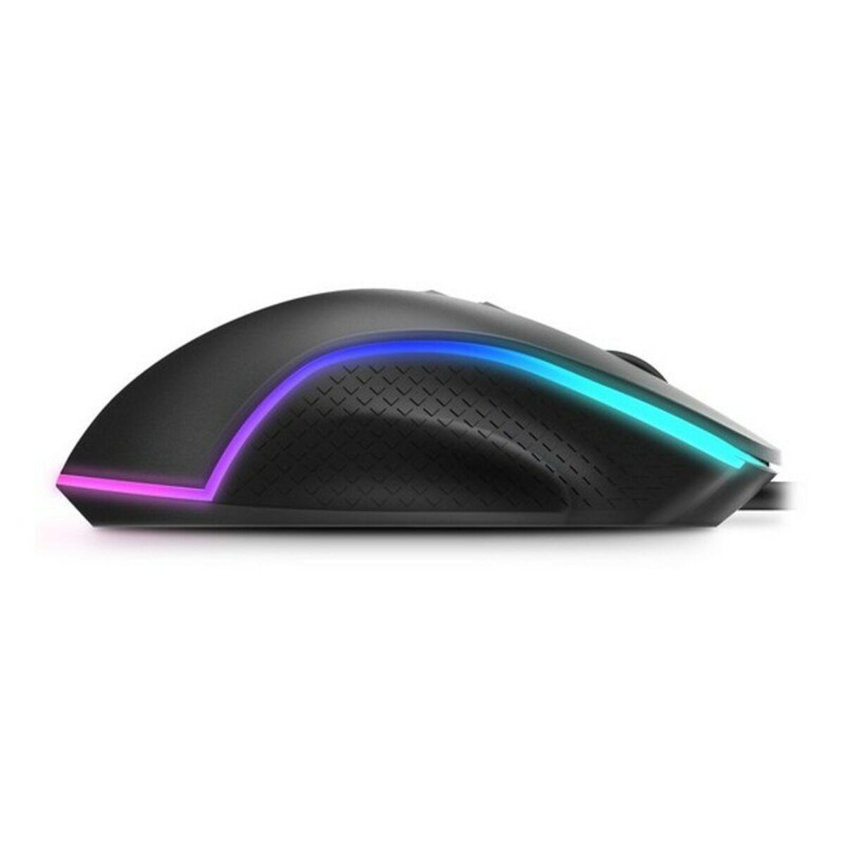 Krom Keos Mouse Gaming USB 6400DPI - 7 Pulsanti configurabili - Luce arcobaleno RGB - Uso colorato a destra - colore nero
