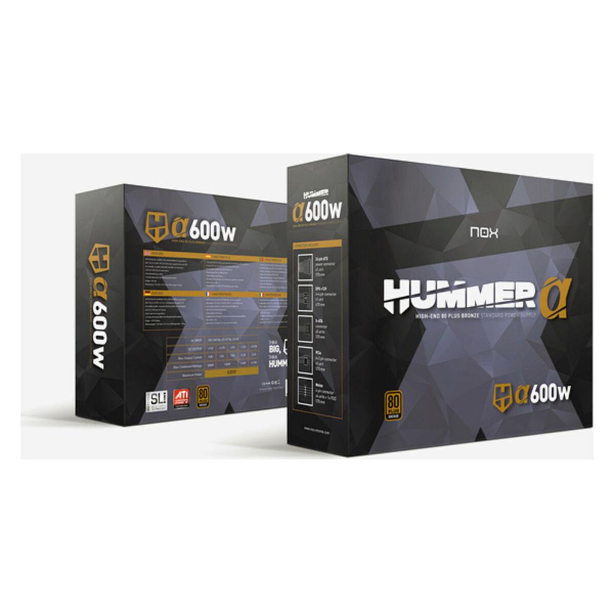 NOX HUMMER ALPHA 80 Plus Bronze Edition 600W Fonte alimentare 600W ATX 2.31 12V - Ventola ad ultrasilenza 120 mmm