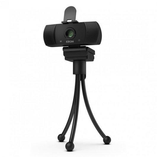 KROM KAM WebCam Full HD 1080p - Microfono integrato - USB 2.0 - Copertura privacy - Tripode in metallo incluso - Angolo di visi