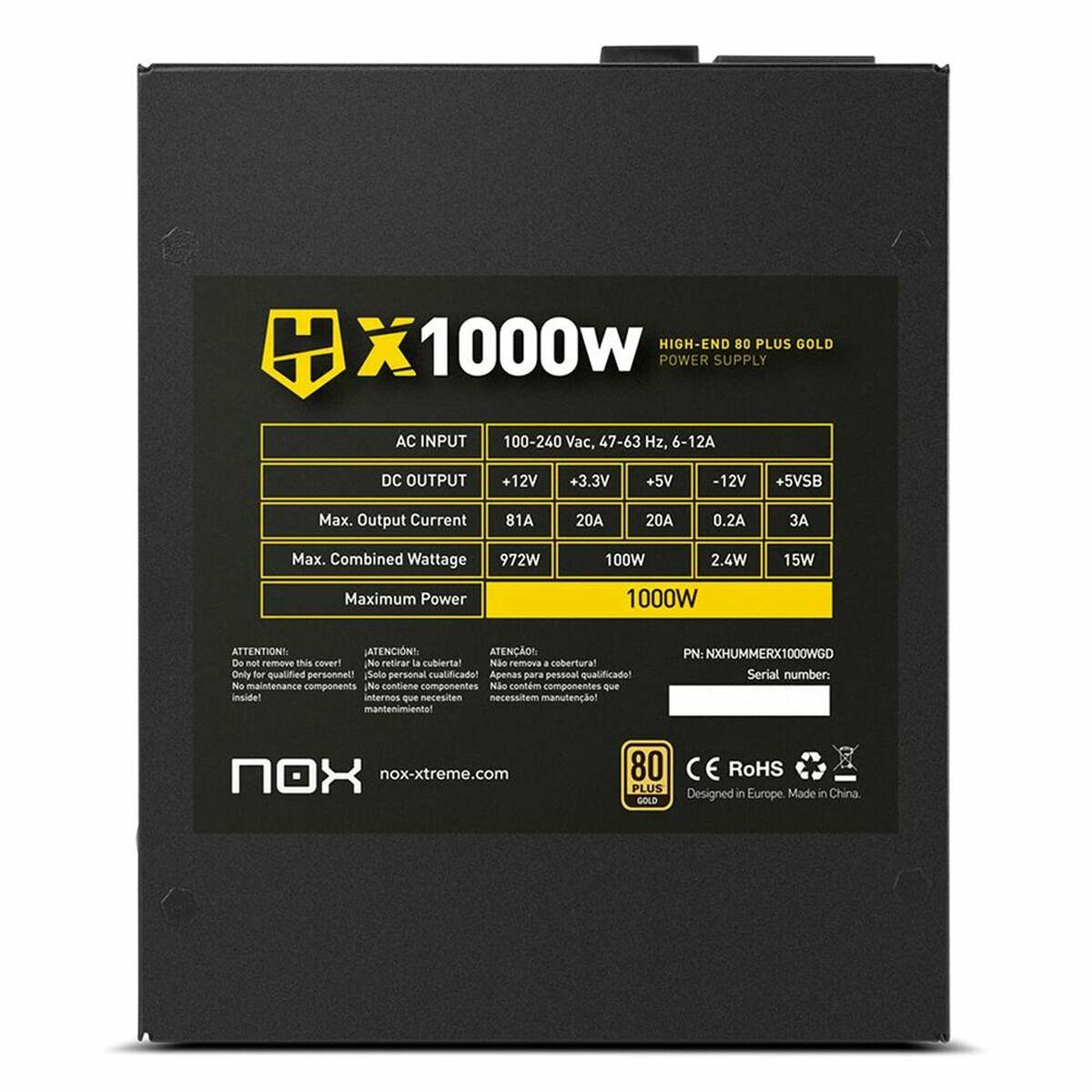 NOX HUMMER X GOLD EDITION 1000W 80 Plus Gold Food trovato 1000W ATX 2,31 12V - Ventola ad ultrasilenza 120 mmm