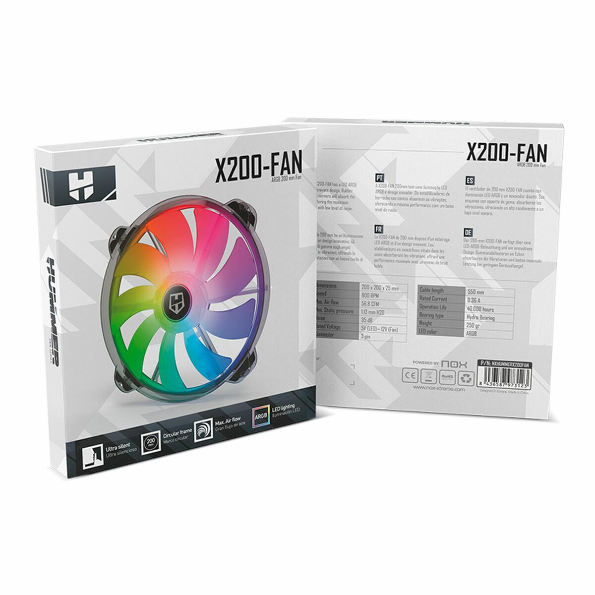 NOX HUMMER X200 -FAN FAN 200mm - illuminazione Argb - Speed Ã¢â‚¬â€¹Ã¢â‚¬â€¹800rpm - Ultrasilencio