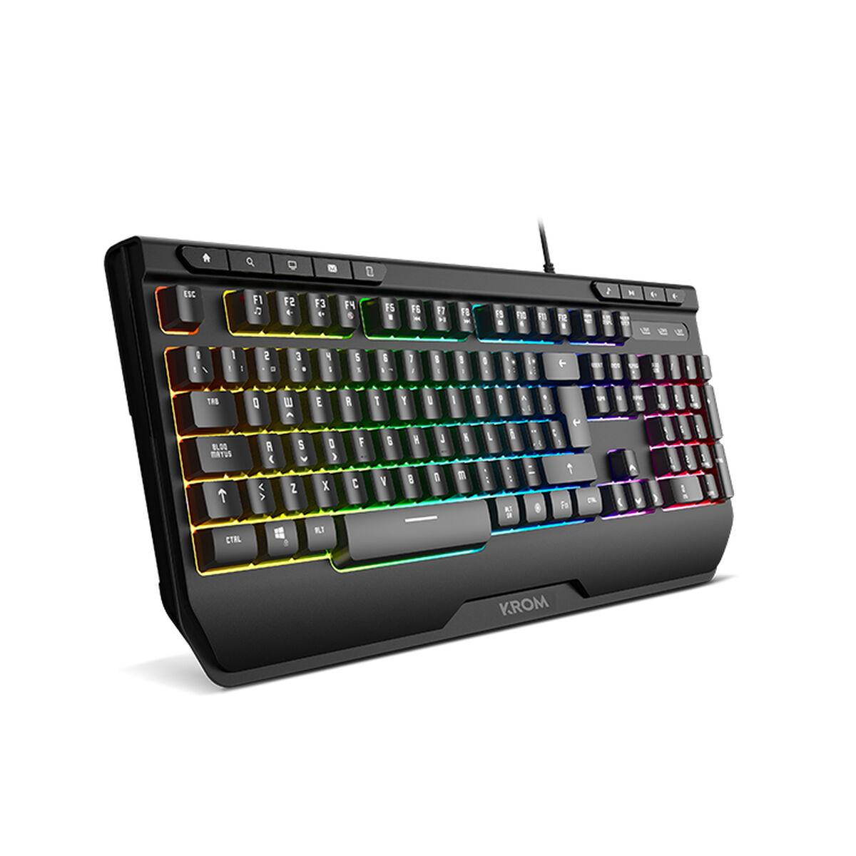 Keybook USB di gioco KROM Kenya Pack USB RGB + USB Mouse 8000DPI RGB + USB RGB Headles Driver + Park 45x40x0.3cm - Black Color