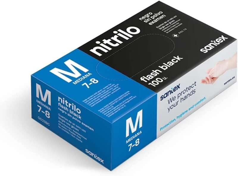 SANTEX FLASH BLACO BLACO di 100 guanti in nitrili dimensioni m - 6 grammi - nessuna polvere - lattice libero - non sterili - co