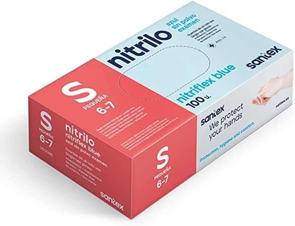 SANTEX Nitriflex Blu Pacco da 100 guanti in nitrile per test - 35 grammi - senza polvere - reticolo privato reticolo - nessun e