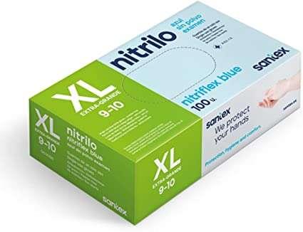 SANTEX Nitriflex Blu Confezione da 100 guanti in nitrile uso XL - 35 grammi - Nessuna polvere - lattice private lattice - nessu