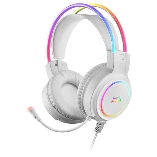 Mars Gaming MHRGBW cuffia e auricolare Cablato A Padiglione Giocare USB tipo A Bianco