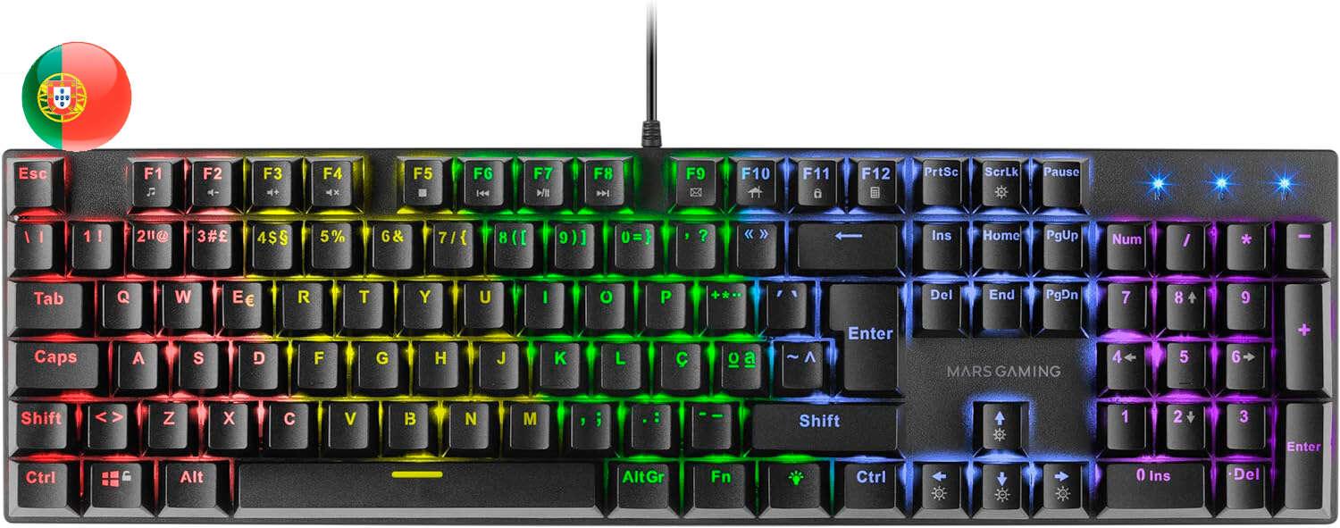 Tastiera Meccanica Mars Gaming MK422 RGB - Tecnologia Anti-Polvere - Effetti Luce Arcobaleno - Tasti Ultra Resistenti - Funzion