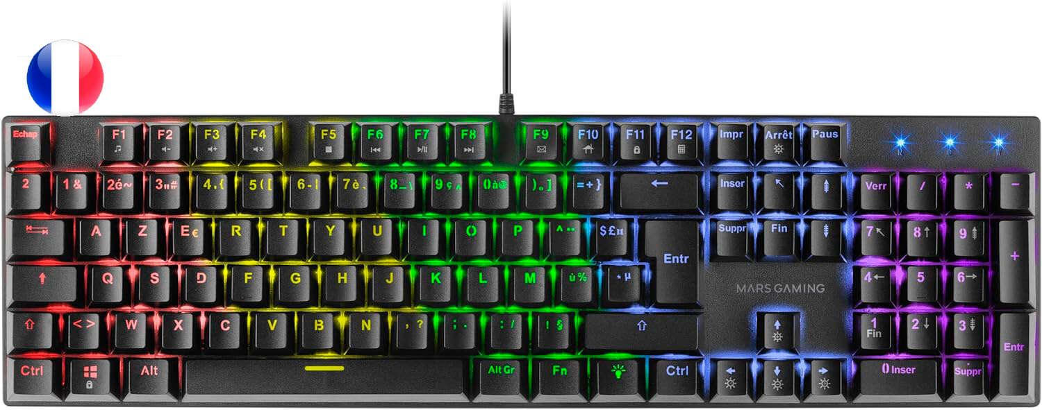 CLAVIER GAMER MCANIQUE (BROWN SWITCH) MARS GAMING MK422 RGB (NOIR)