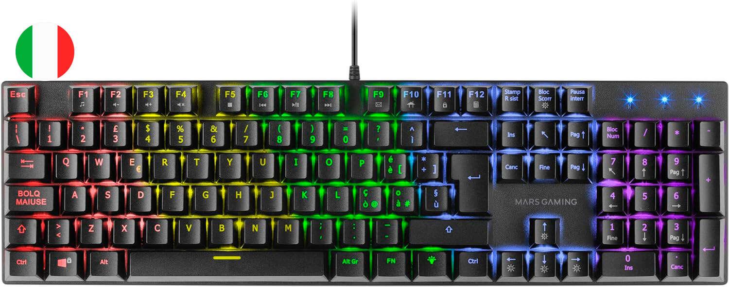 Tastiera Meccanica Mars Gaming MK422 RGB - Tecnologia Anti-Polvere - Effetti Luce Arcobaleno - Tasti Ultra Resistenti - Funzion
