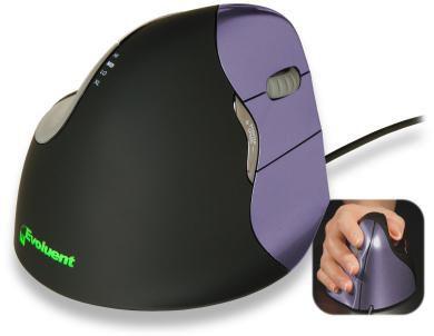 Evoluente VerticalMouse 4 Small - Mouse - Per cornici di destra - Otticamente - 6 tasti - cablato - USB - nero e blu