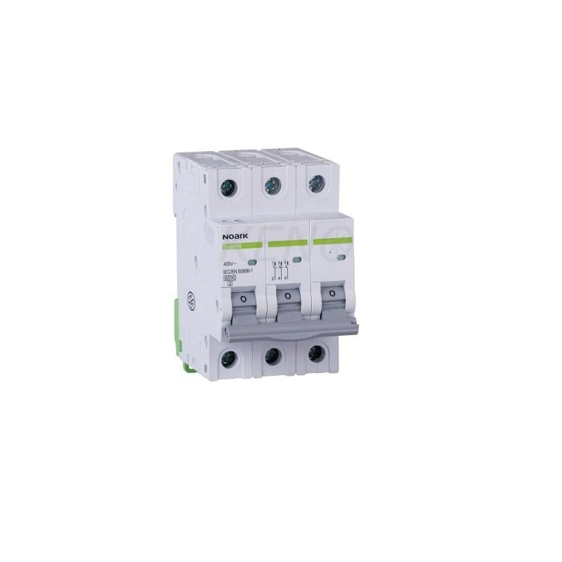 Interruttore automatico 6 kA, caratteristica B, 63 A, 3 poli.