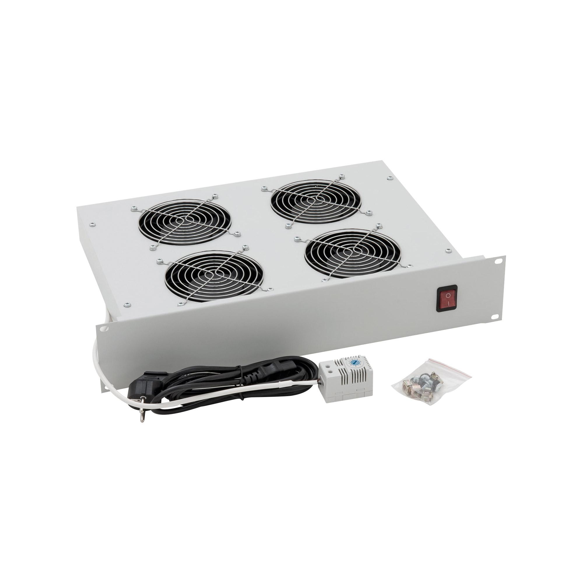 Rack-Lftereinsatz (230 V) mit 4 Lftern RAL 7035 2U
