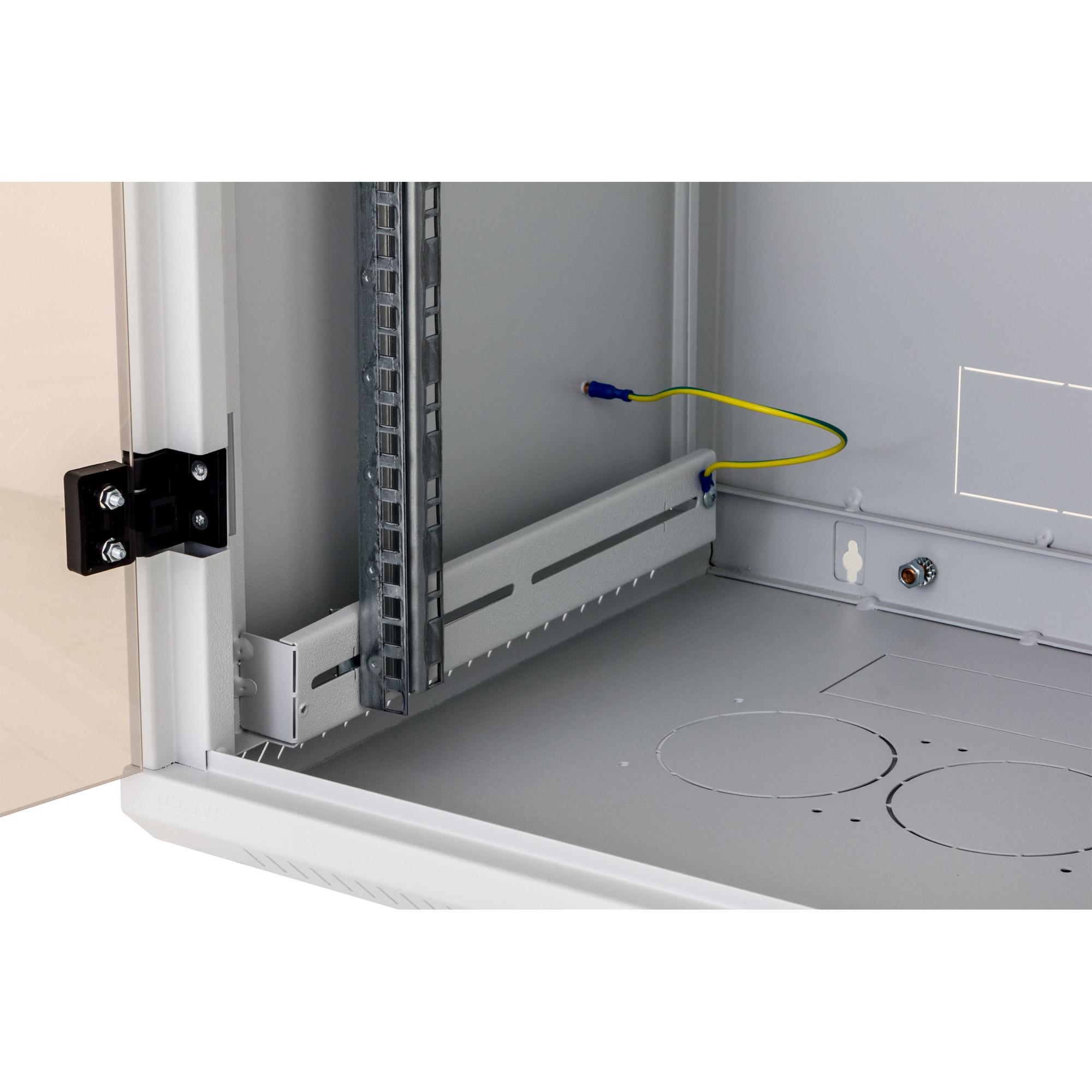 Rack a parete rua 9u/500 mm lato rimovibile+porta di vetro