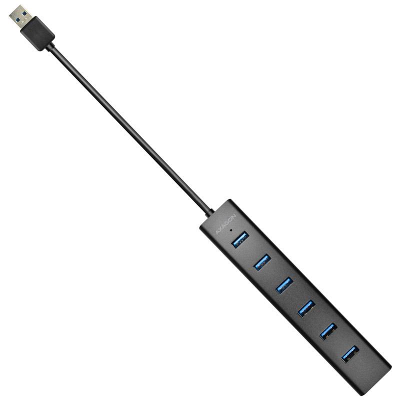 Axagon HUE-SA7BP hub di interfaccia USB 3.2 Gen 1 [3.1 Gen 1] Type-A 5000 Mbit/s Nero (AXAGON HUE-SA7BP - hub - 7 porte)