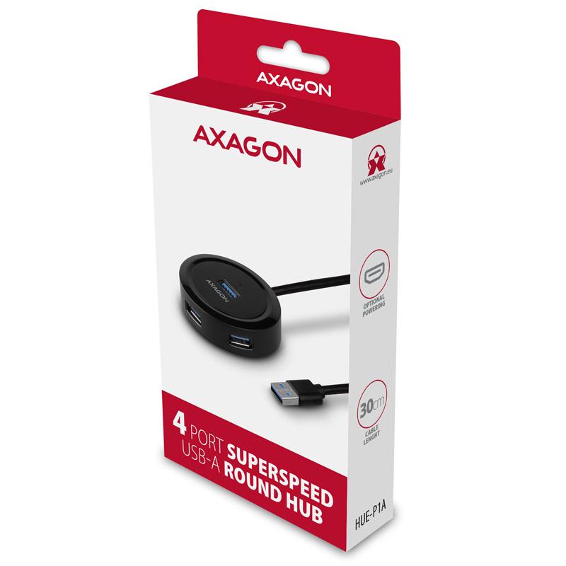 Hub USB-A AXAGON HUE-P1A 4x USB 3.0 alimentatore esterno - 30 cm (HUE-P1A)