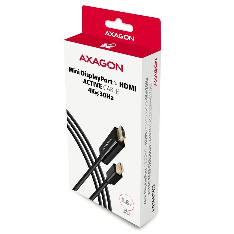 Axagon RVDM-HI14C2 Mini-DisplayPort zu HDMI Adapterkabel 4K/30 Hz 180 cm lang - Kabel - Digital/Display/Video 18 m Mini Display