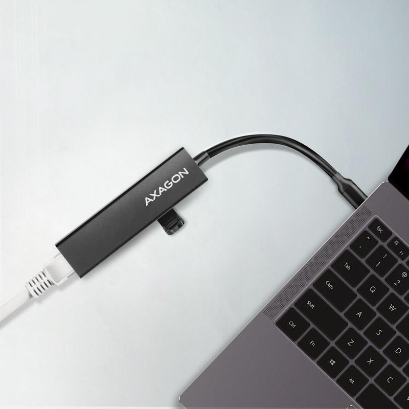 Axagon HMC-GL3A USB-C-Hub 3x USB-A Gbit-LAN schwarz USB 3.2 Gen 1 (3.1 Gen 1) Type-C 5000 Mbit/s Nero