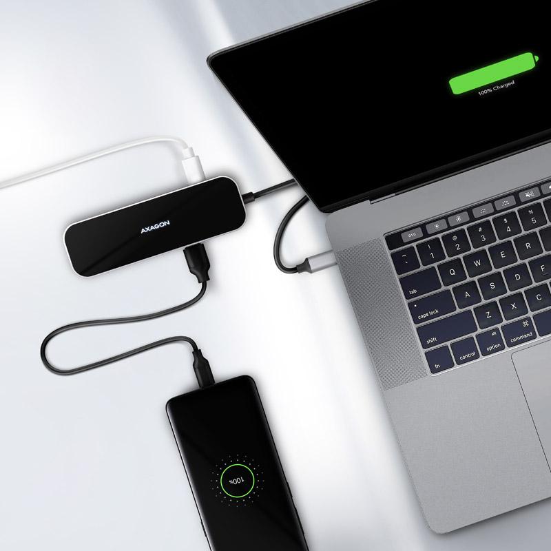 Axagon HMC-6GL Interfaccia Hub USB 3.2 Gen 1 (3.1 Gen 1) Type-C 5000 Mbit/S Grigio nero (HMC-6GL)
