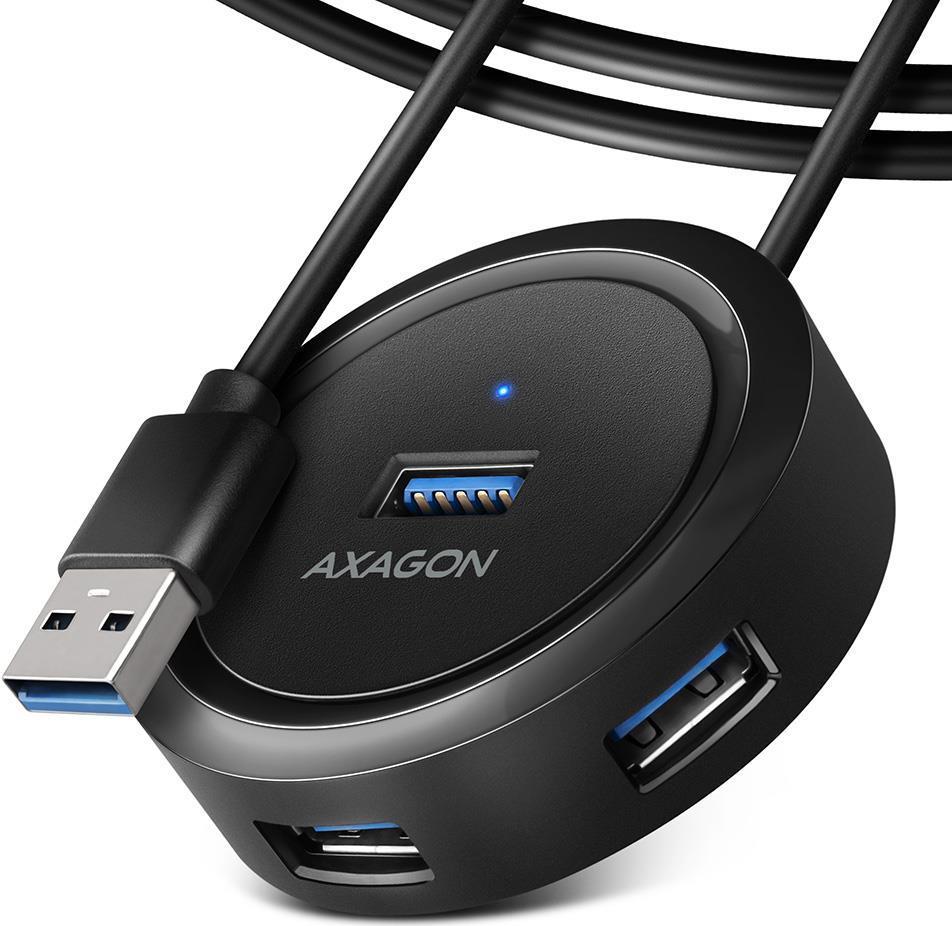 Axagon HUE-P1AL hub di interfaccia USB 3.2 Gen 1 (3.1 Gen 1) Type-A 5000 Mbit/s Nero