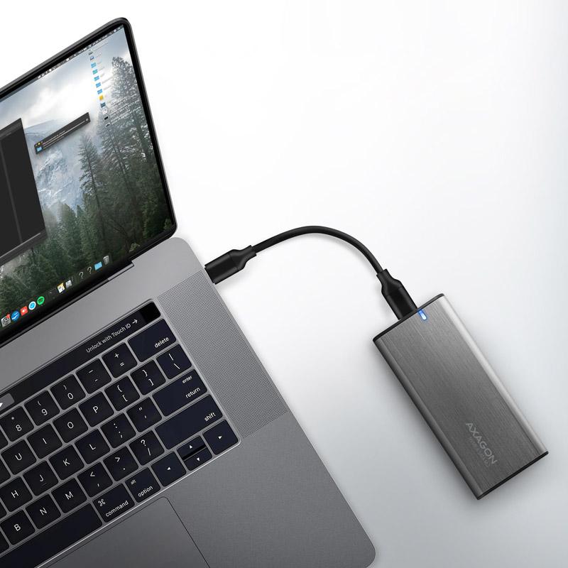 Scatola esterna per SSD NVMe e SATA M.2 con USB-C SuperSpeed Axagon EEM2-SG2