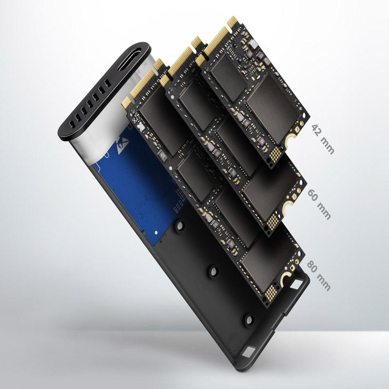 Scatola esterna per SSD NVMe e SATA M.2 con USB-C SuperSpeed Axagon EEM2-SG2