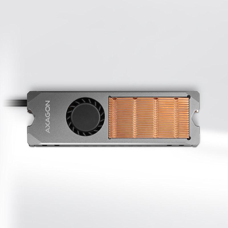 Axagon CLR-M2FAN sistema di raffreddamento per computer Unit allo stato solido Dissipatore di calore/Radiatore Grigio 1 pz (AX