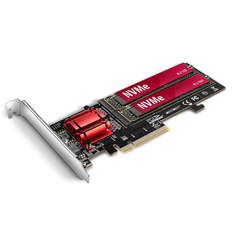 AXAGON PCEM2-ND PCIe Adapter For Two M.2 SSDs with Software Raid