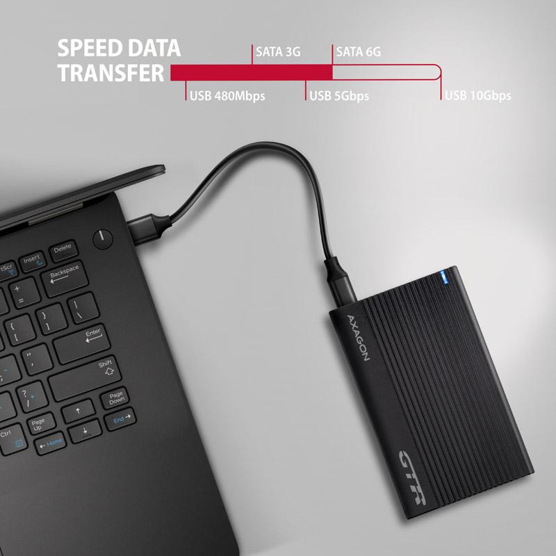 Axagon EE25-GTR USB-C 3.2 GEN 2-SATA 6G, alloggiamento del disco rigido esterno da 2,5 ", ondulato nere (EE25-GTR)