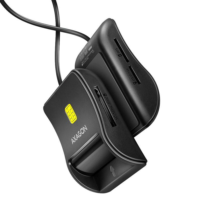Axagon CRE-SM3SD USB Smart card & SD/microSD/SIM Flat lettore di card readers Interno USB 2.0 Nero