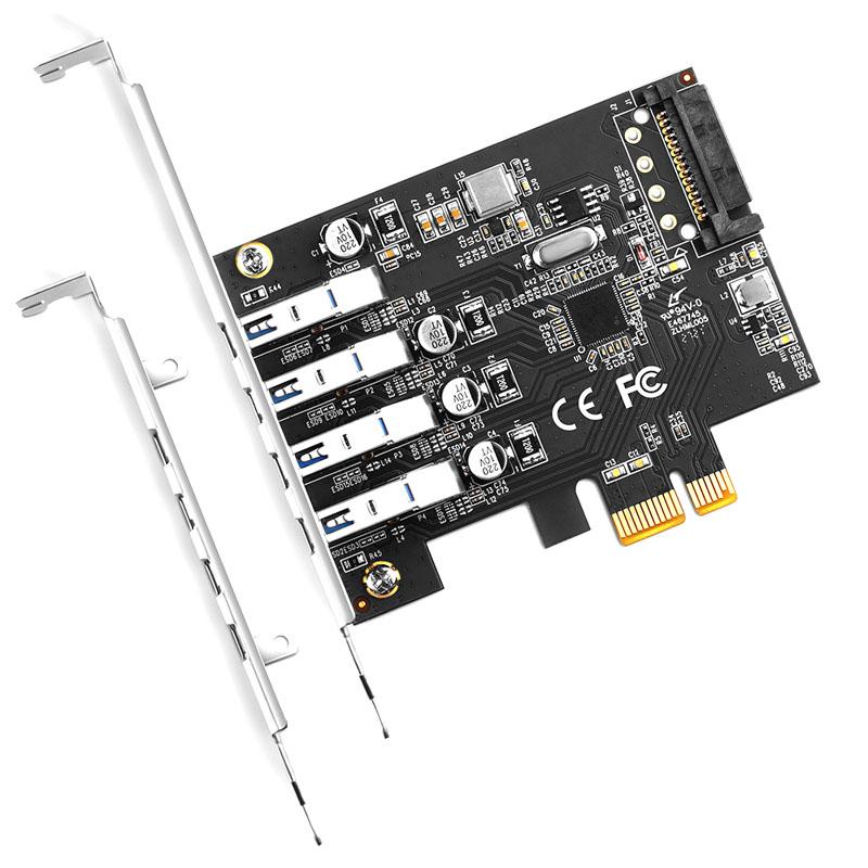 AXAGON PCEU-43RS PCIe Adapter 4x USB3.0 UASP VIA 15-pin SATA Power Controller Ca