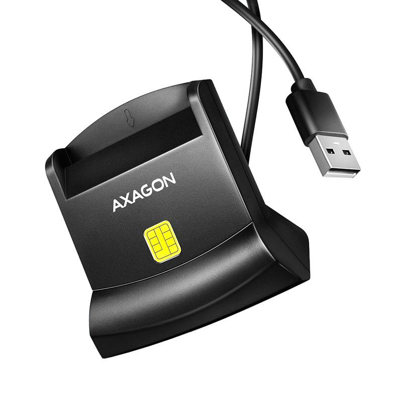 Axagon Universal desktop USB contact Smart/ID card reader with long USB-A cable. Suitable for the eObanka application. lettore