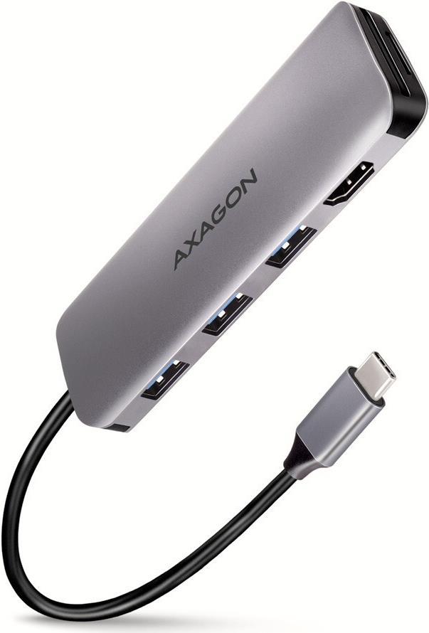 Axagon HMC-HCR3A 3x USB-A HDMI SD/microSD USB-C 3.2 Gen 1 hub 20cm Cablato USB 3.2 Gen 1 (3.1 Gen 1) Type-A Grigio