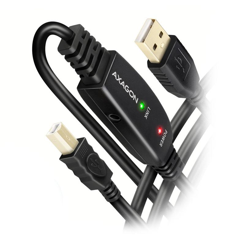 Axagon ADR-215B USB 2.0 A-M - B-M active connecting/repeater cable 15m - Kabel - Digital/Daten cavo USB USB A USB B Nero