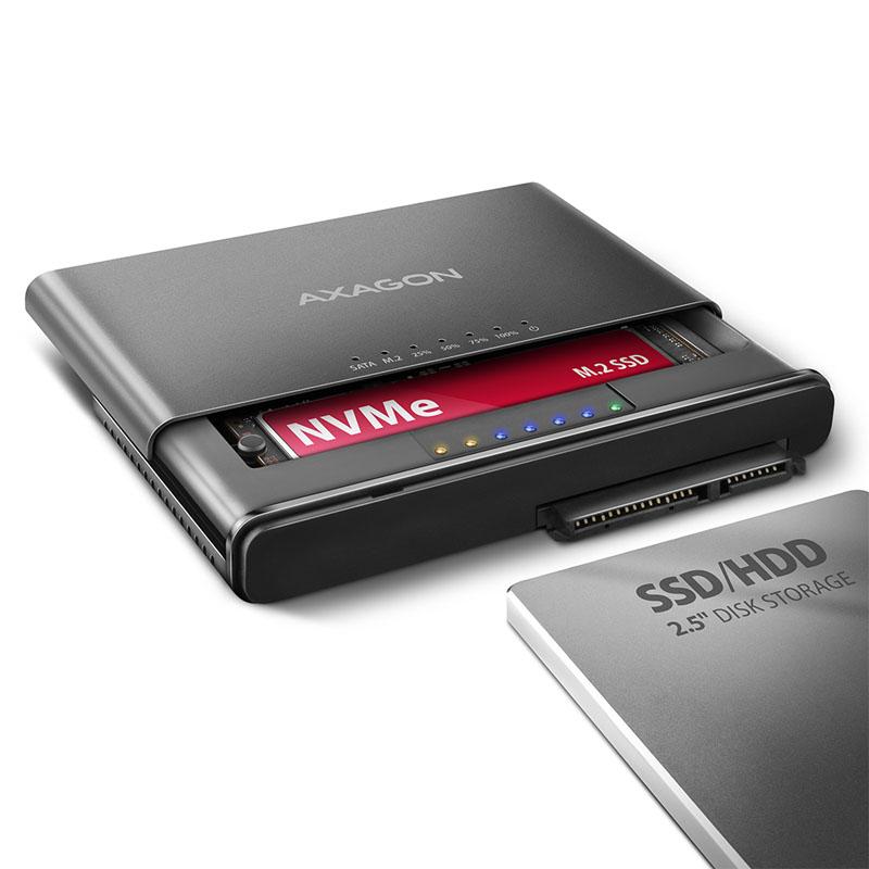 Axagon Adsa -cc USB -c 10GBPS - NVME M.2 SSD e SATA 2.5/3.5 SSD/HDD Clone Master 2 - Digital/Data - NVME - SERIAL ATA (ADSA -CC)